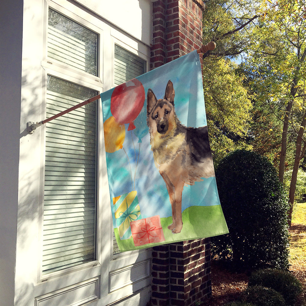 Happy Birthday German Shepherd House Flag 28x40 Porch Sleeve Pole Decorative Outside Yard Banner Artwork Wall Hanging, Polyester
