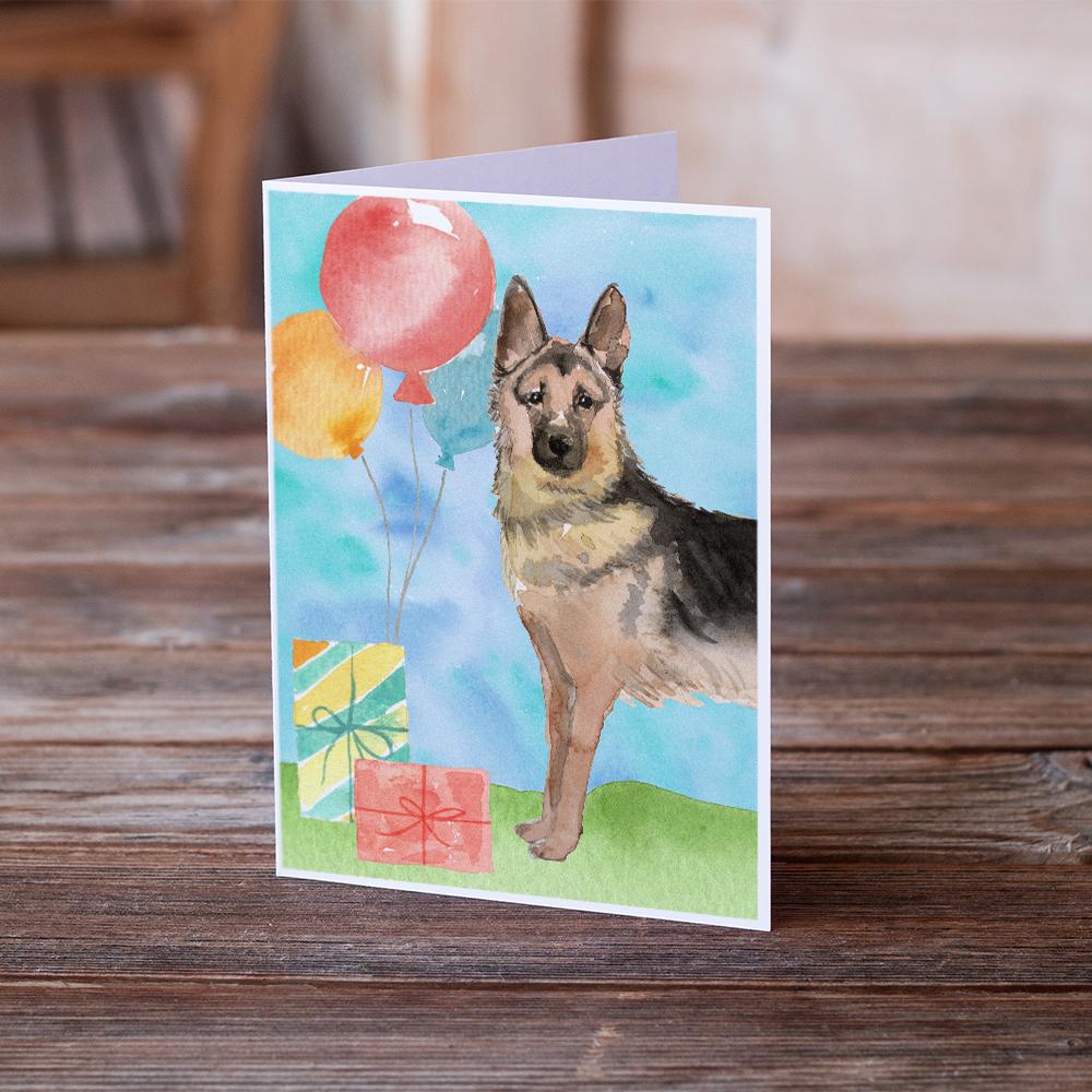 Happy Birthday German Shepherd Greeting Cards Pack of 8 Blank Cards with Envelopes Whimsical A7 Size 5x7