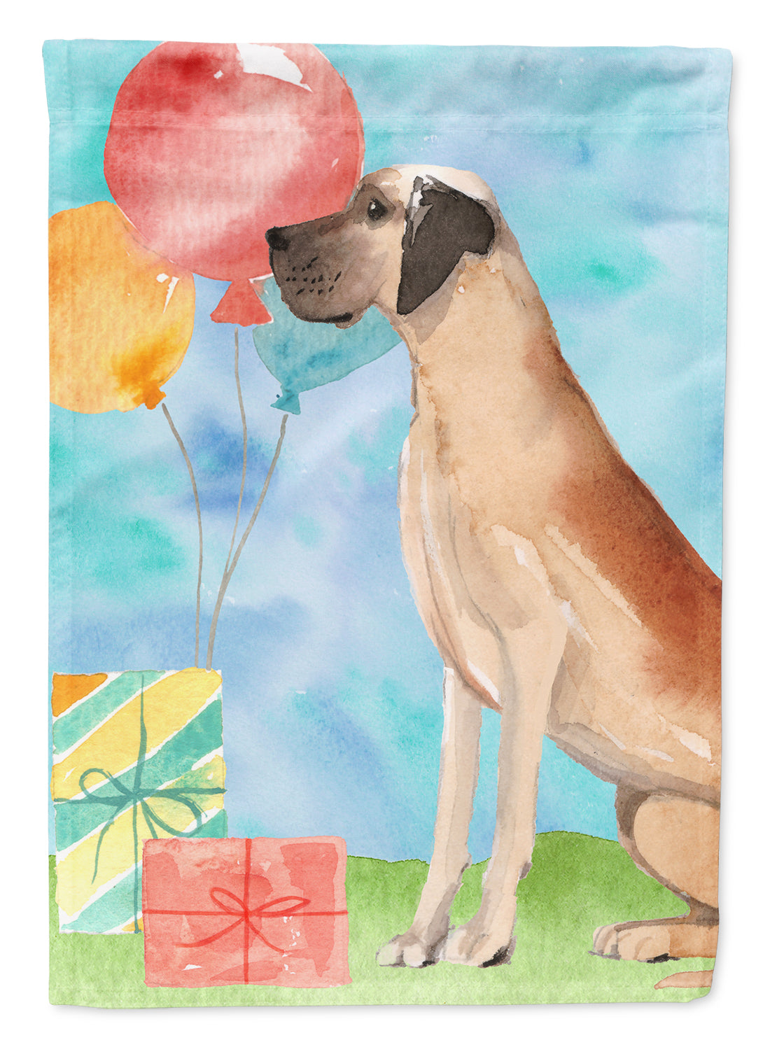 Happy Birthday Great Dane House Flag 28x40 Porch Sleeve Pole Decorative Outside Yard Banner Artwork Wall Hanging, Polyester