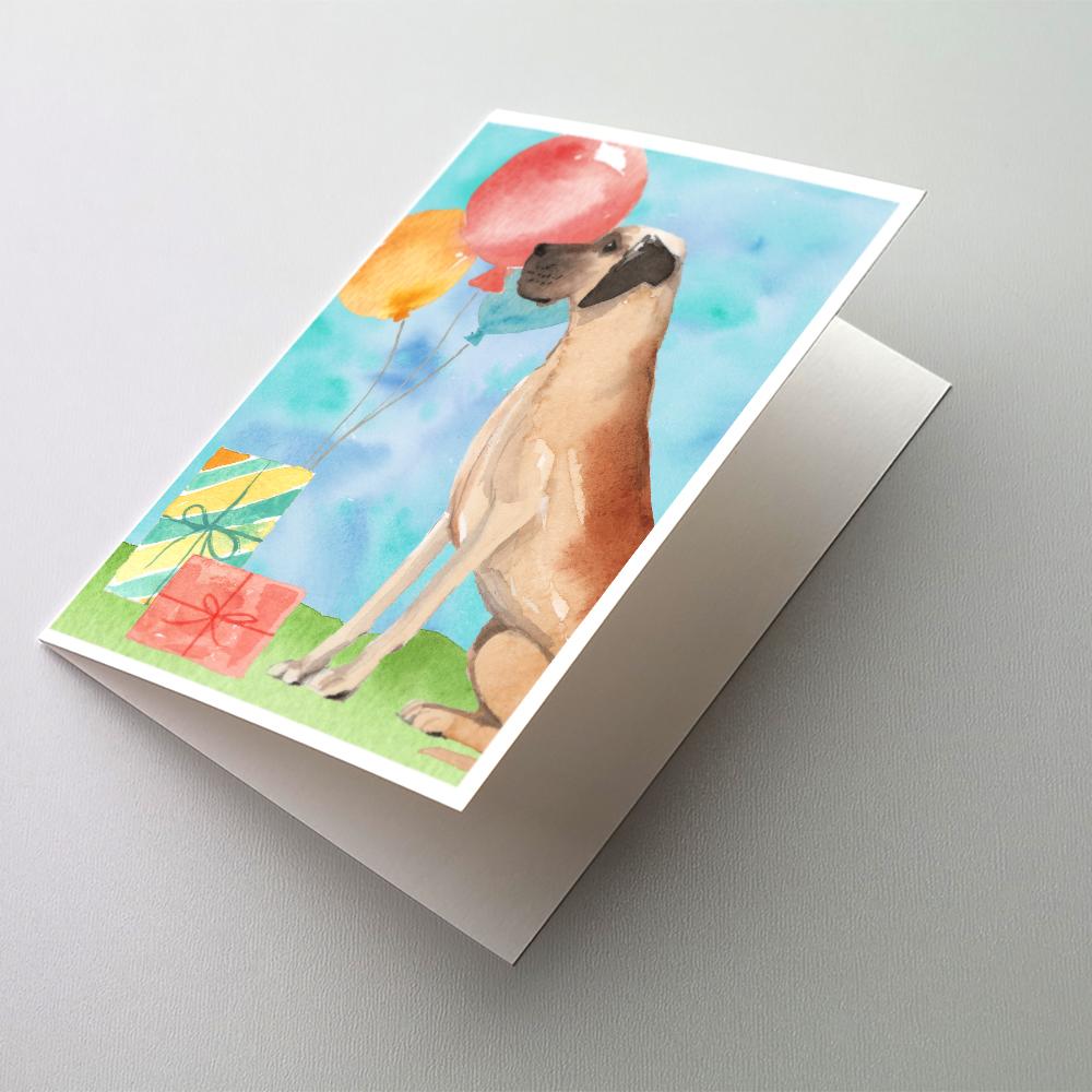 Happy Birthday Great Dane Greeting Cards Pack of 8 Blank Cards with Envelopes Whimsical A7 Size 5x7