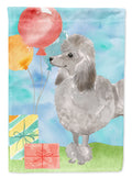 Happy Birthday Silver Poodle House Flag 28x40 Porch Sleeve Pole Decorative Outside Yard Banner Artwork Wall Hanging, Polyester