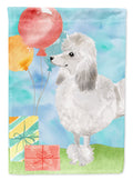 Happy Birthday Silver Poodle House Flag 28x40 Porch Sleeve Pole Decorative Outside Yard Banner Artwork Wall Hanging, Polyester