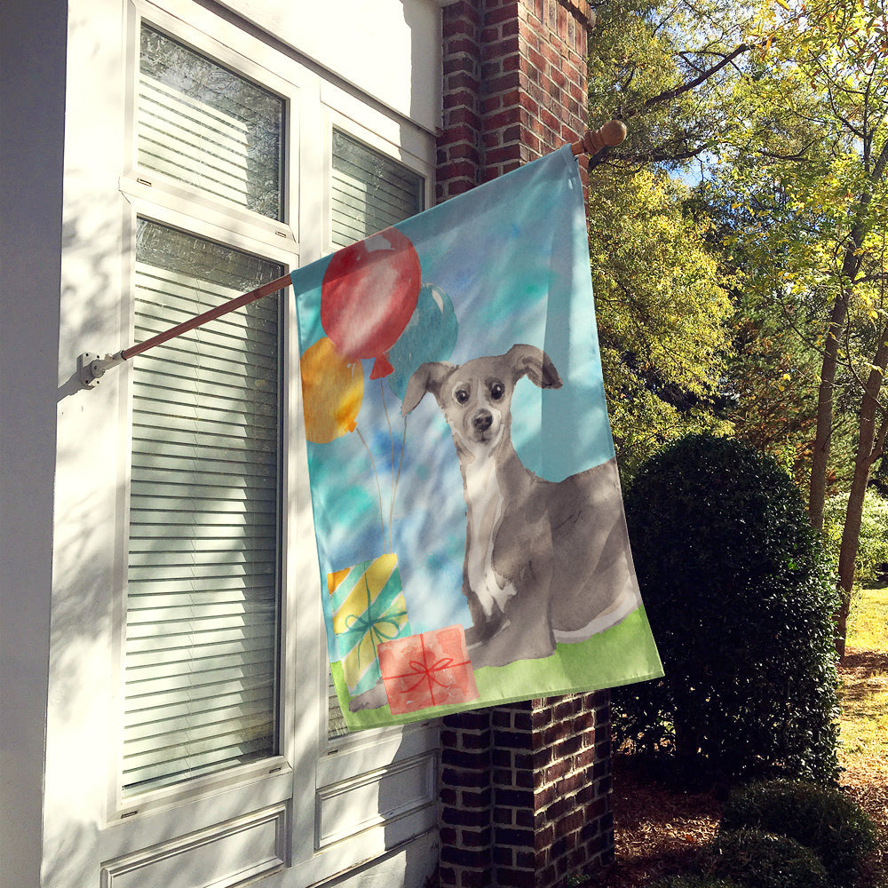 Happy Birthday Italian Greyhound House Flag 28x40 Porch Sleeve Pole Decorative Outside Yard Banner Artwork Wall Hanging, Polyester