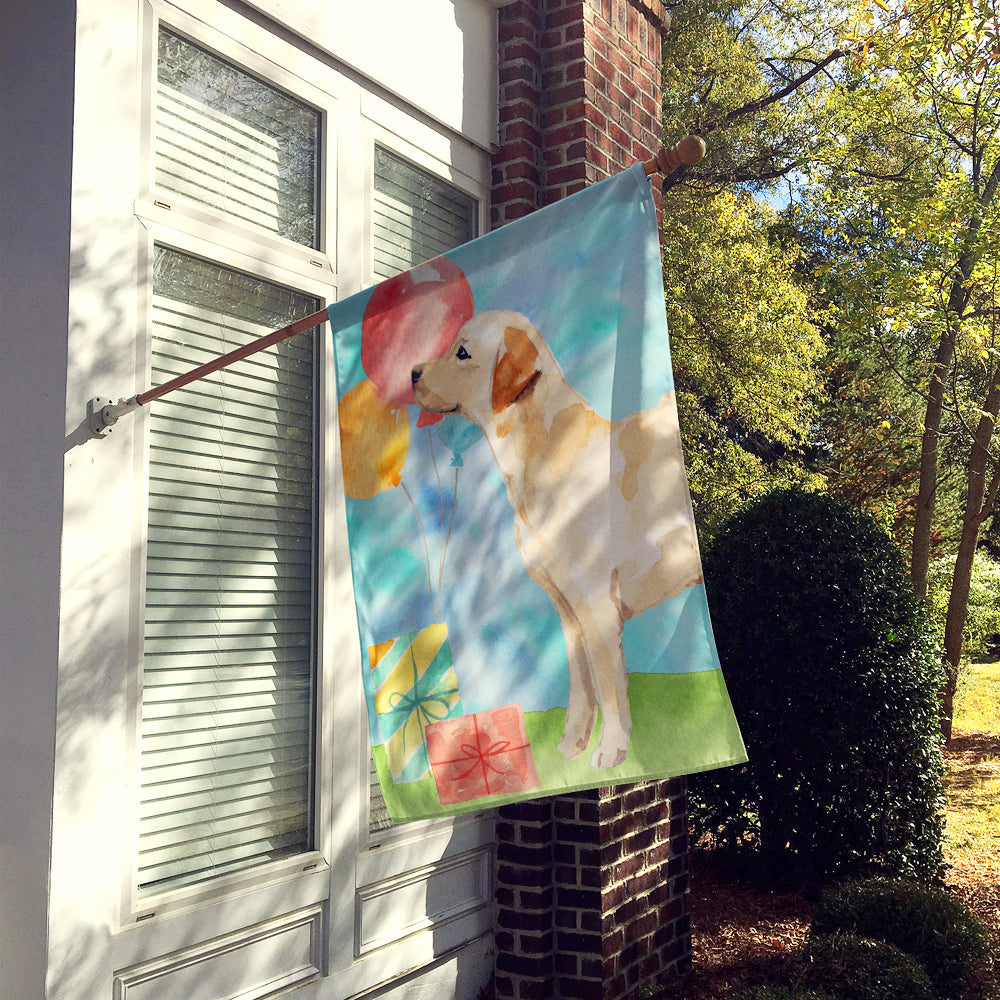 Happy Birthday Labrador Retriever Yellow House Flag 28x40 Porch Sleeve Pole Decorative Outside Yard Banner Artwork Wall Hanging, Polyester