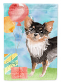 Happy Birthday Long Haired Chihuahua House Flag 28x40 Porch Sleeve Pole Decorative Outside Yard Banner Artwork Wall Hanging, Polyester