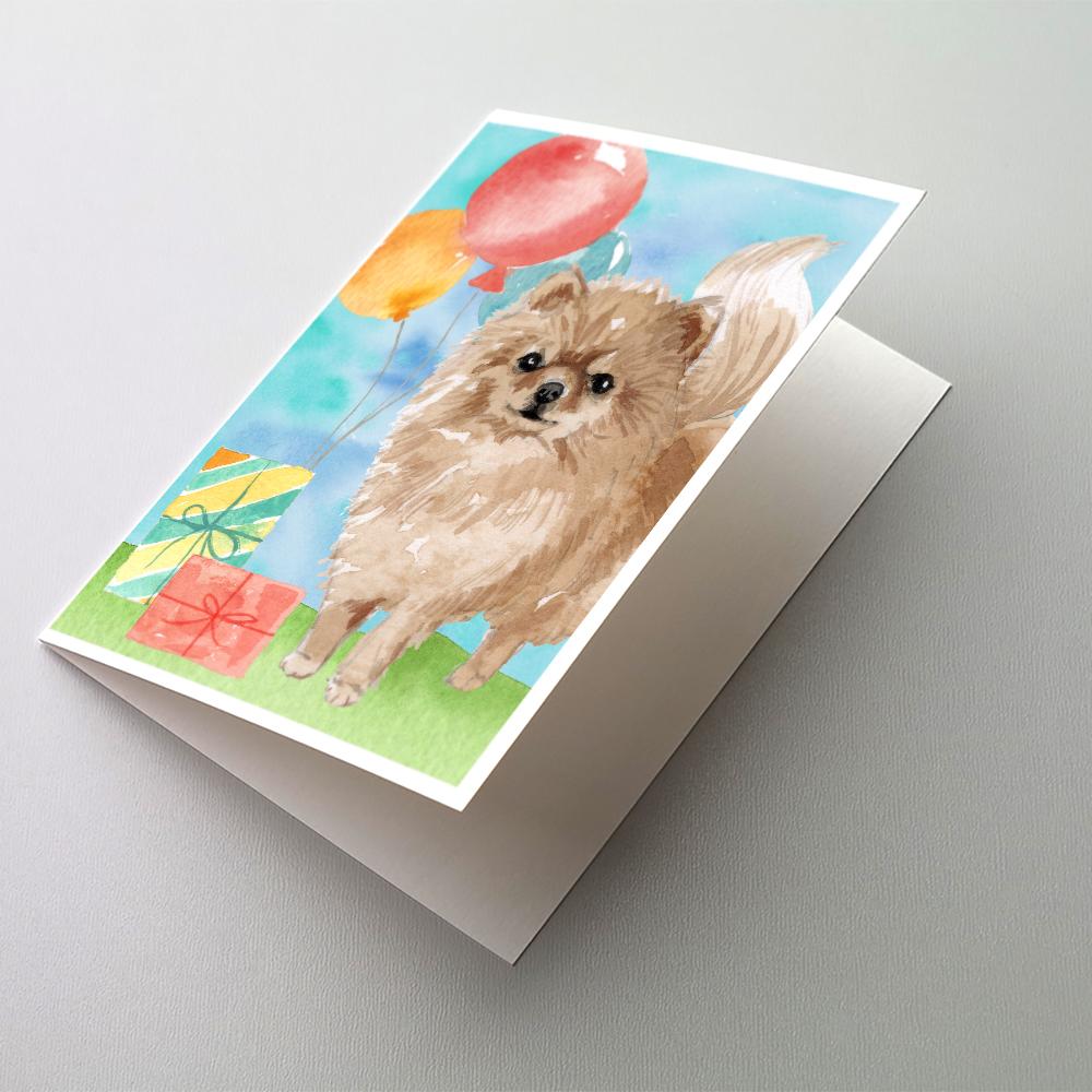 Happy Birthday Pomeranian Greeting Cards Pack of 8 Blank Cards with Envelopes Whimsical A7 Size 5x7