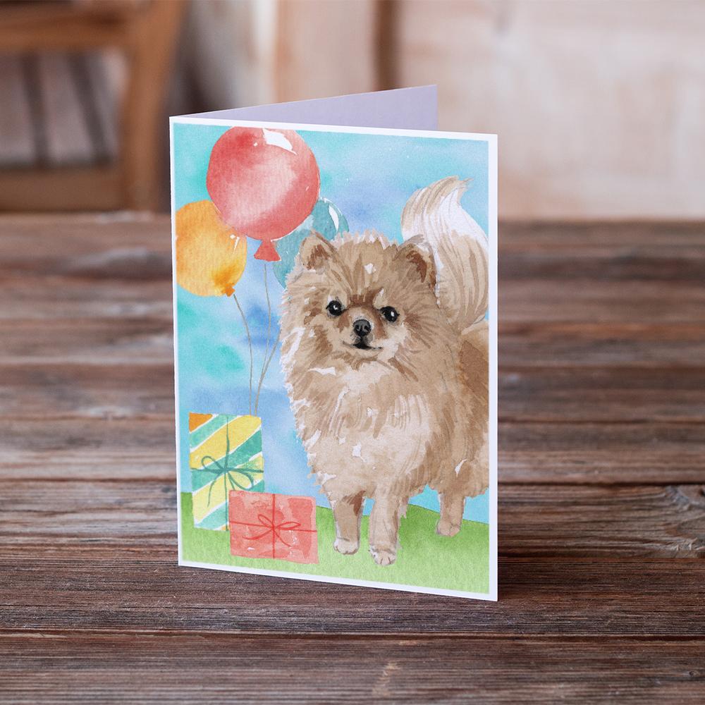 Happy Birthday Pomeranian Greeting Cards Pack of 8 Blank Cards with Envelopes Whimsical A7 Size 5x7