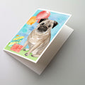Happy Birthday Pug Greeting Cards Pack of 8 Blank Cards with Envelopes Whimsical A7 Size 5x7