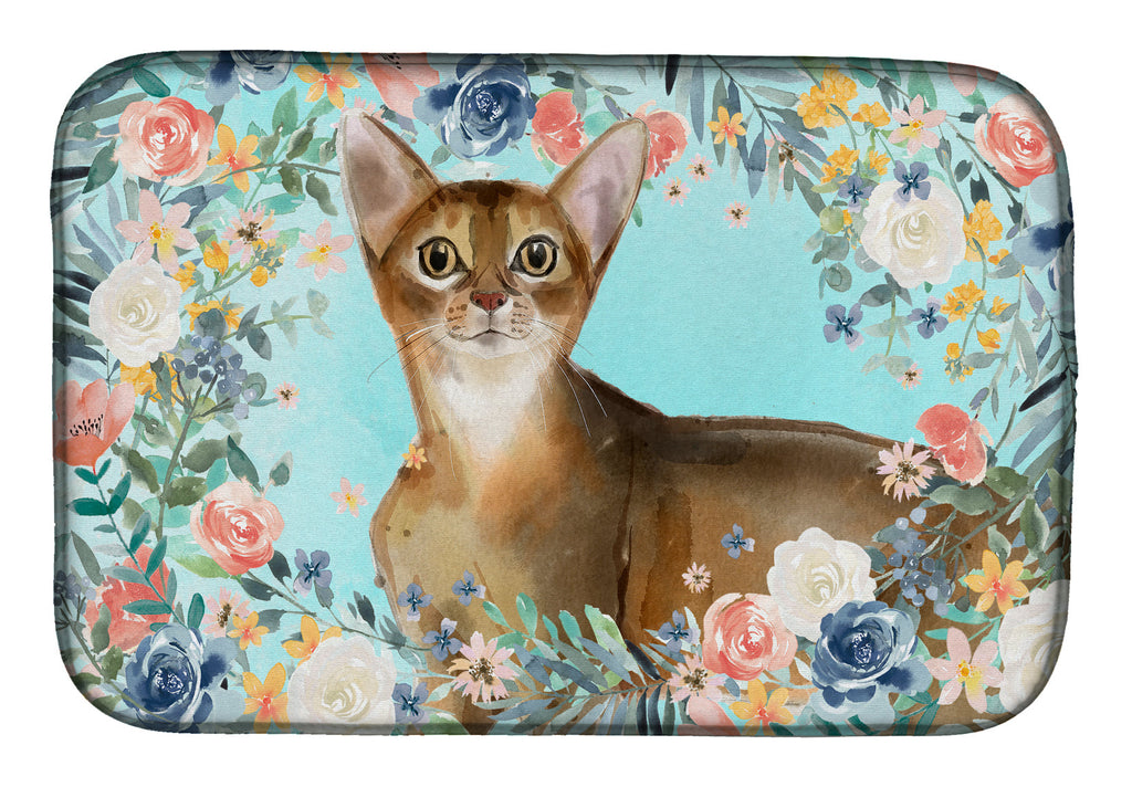 Abyssinian Spring Flowers Dish Drying Mat Absorbent Dish Drying Mat Pad for Kitchen Counter Dish Drainer Mat for Countertop, 14 x 21", Multicolor