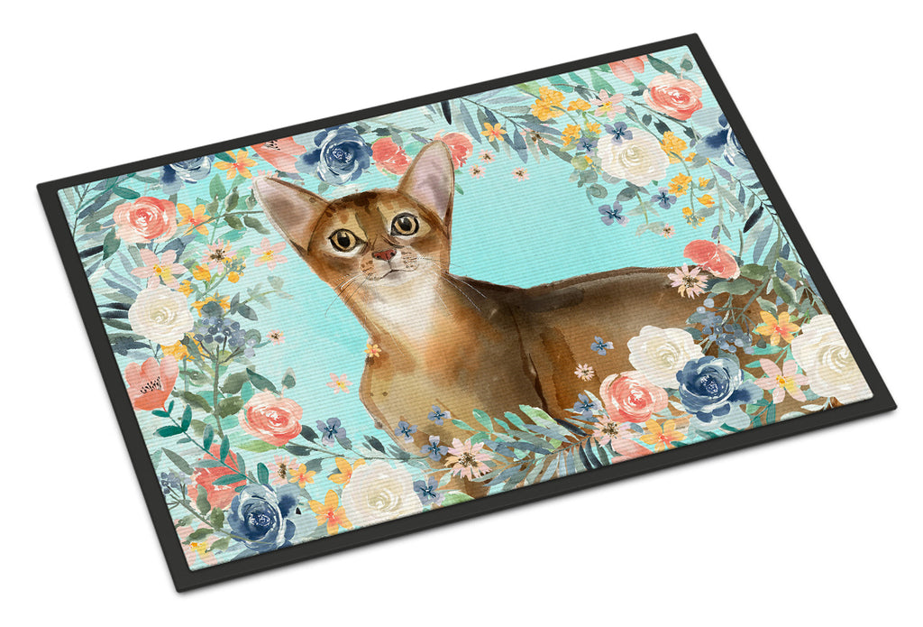 Abyssinian Spring Flowers Doormat Indoor Outdoor 24H X 36W Front Door Mat Rugs for Entryway, Non Slip Washable Low Pile,