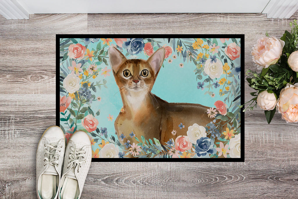 Abyssinian Spring Flowers Doormat Indoor Outdoor 24H X 36W Front Door Mat Rugs for Entryway, Non Slip Washable Low Pile,