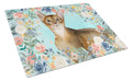 Abyssinian Spring Flowers Cutting Board Tempered Glass Kitchen Cutting Surface, Heat Resistant Chopping, Non-Slip Feet, Food Prep & Serving