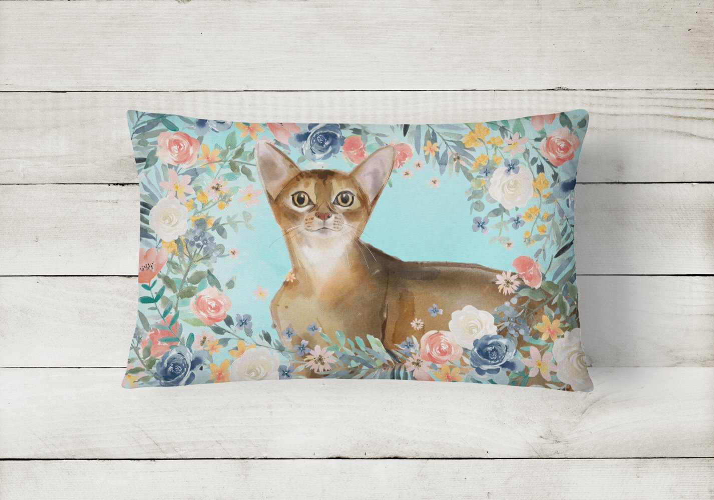 Abyssinian Spring Flowers Decorative Throw Pillow 12x16 Indoor Outdoor Accent Cushion, Fabric Cover with Insert for Sofa, Bed, Porch & Living Room
