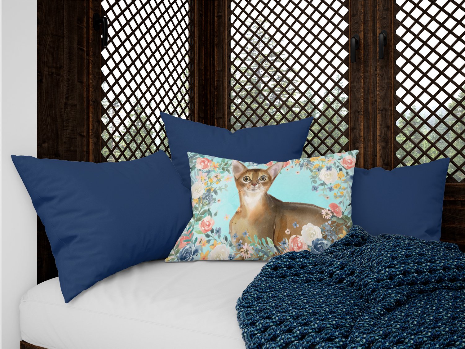 Abyssinian Spring Flowers Decorative Throw Pillow 12x16 Indoor Outdoor Accent Cushion, Fabric Cover with Insert for Sofa, Bed, Porch & Living Room