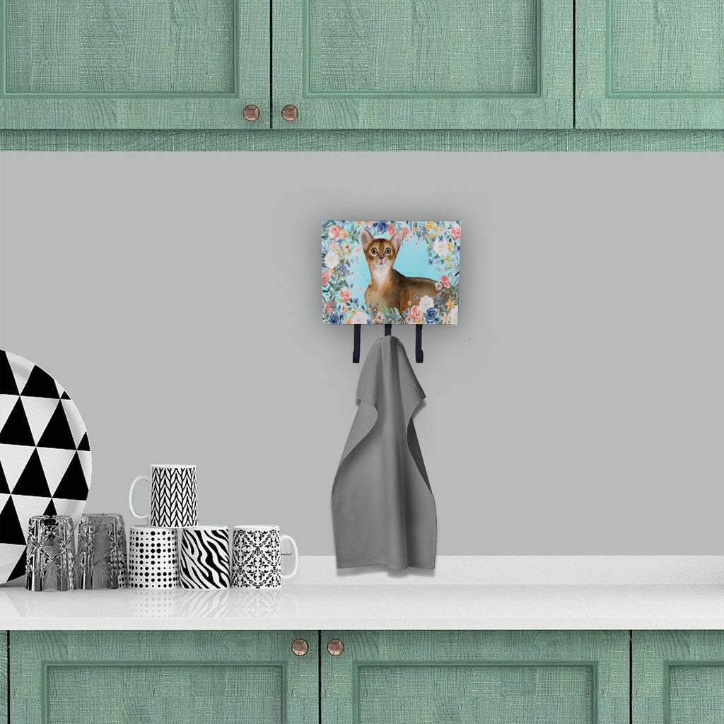 Abyssinian Spring Flowers Leash or Key Holder Wall Hooks, Coat Rack Wall Mount, for Hanging Keys, Towels, Aprons, Leashes