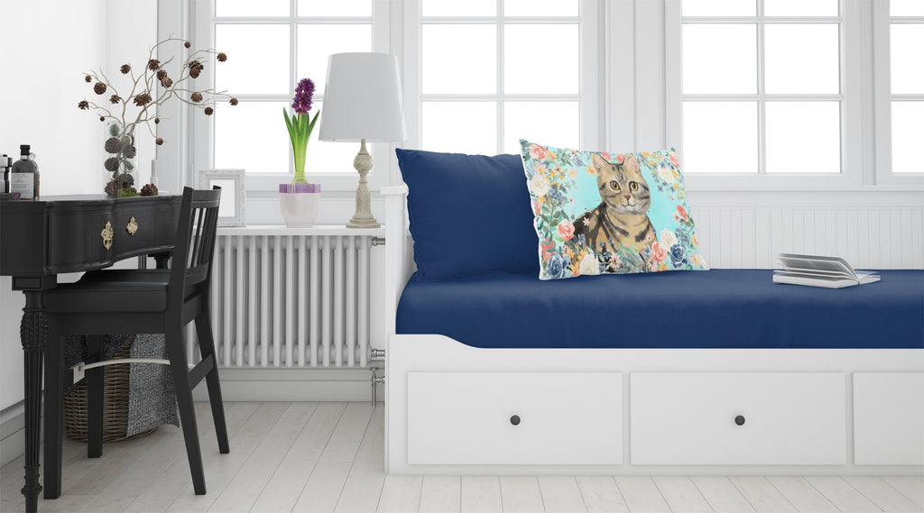 American Shorthair Brown Tabby Spring Flowers Standard Pillowcase Lightweight Super Soft Easy Care Decorative Artwork Pillowcase, Standard