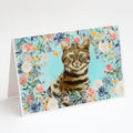 Bengal Spring Flowers Greeting Cards Pack of 8 Blank Cards with Envelopes Whimsical A7 Size 5x7