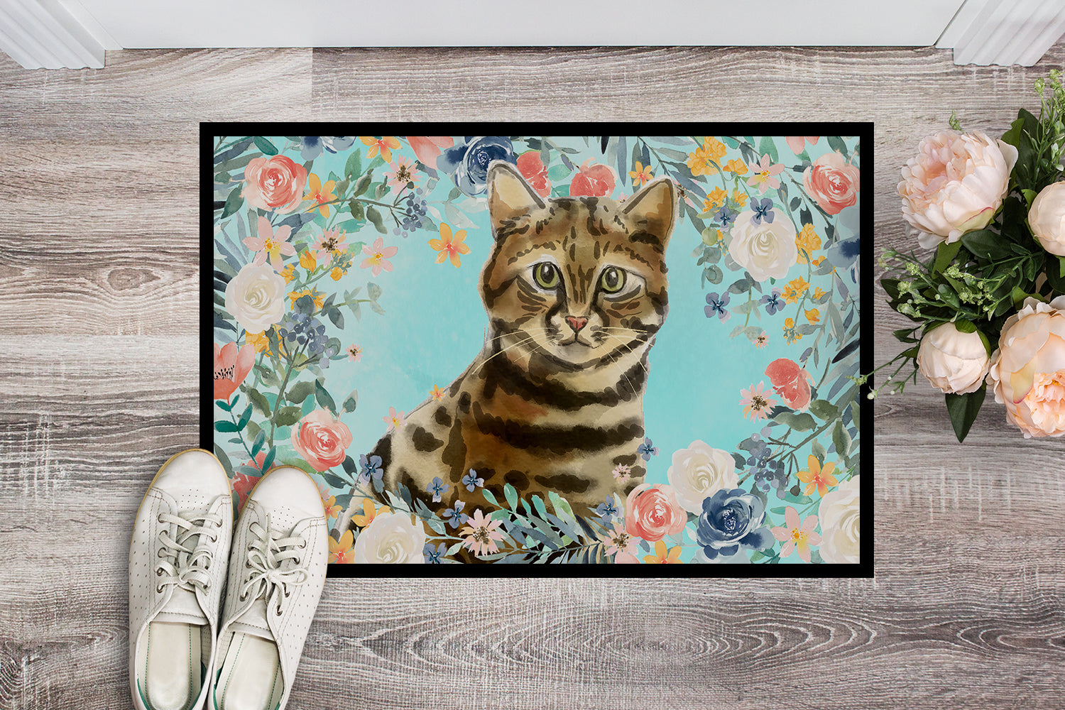 Bengal Spring Flowers Doormat Indoor Outdoor 24H X 36W Front Door Mat Rugs for Entryway, Non Slip Washable Low Pile,