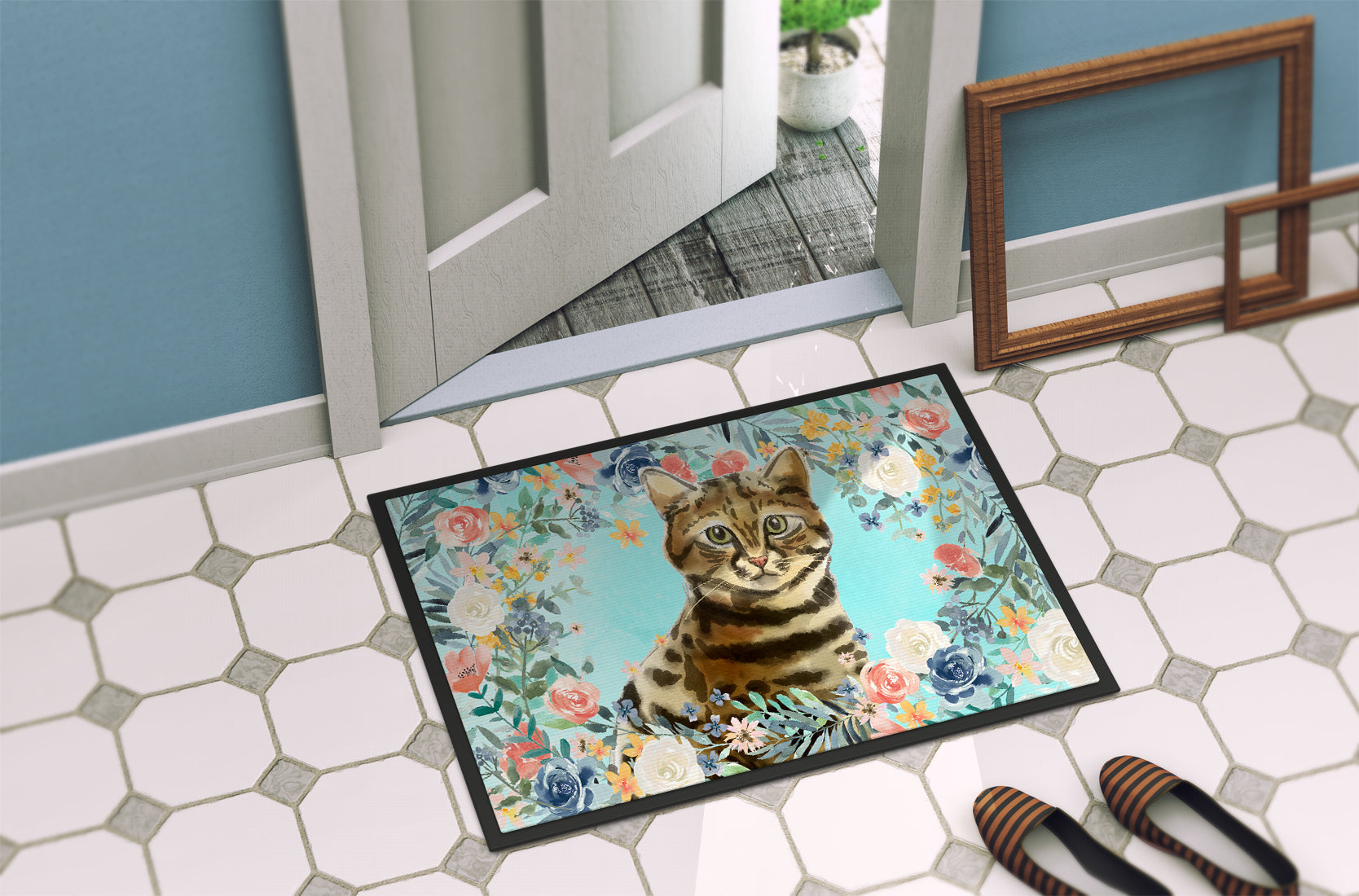 Bengal Spring Flowers Doormat Indoor Outdoor 18H X 27W Front Door Mat Rugs for Entryway, Non Slip Washable