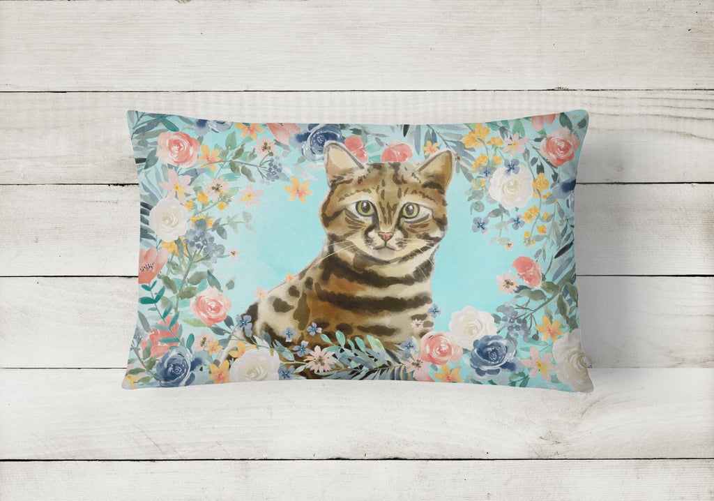 Bengal Spring Flowers Decorative Throw Pillow 12x16 Indoor Outdoor Accent Cushion, Fabric Cover with Insert for Sofa, Bed, Porch & Living Room