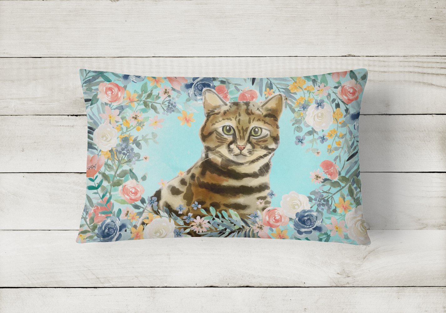 Bengal Spring Flowers Decorative Throw Pillow 12x16 Indoor Outdoor Accent Cushion, Fabric Cover with Insert for Sofa, Bed, Porch & Living Room