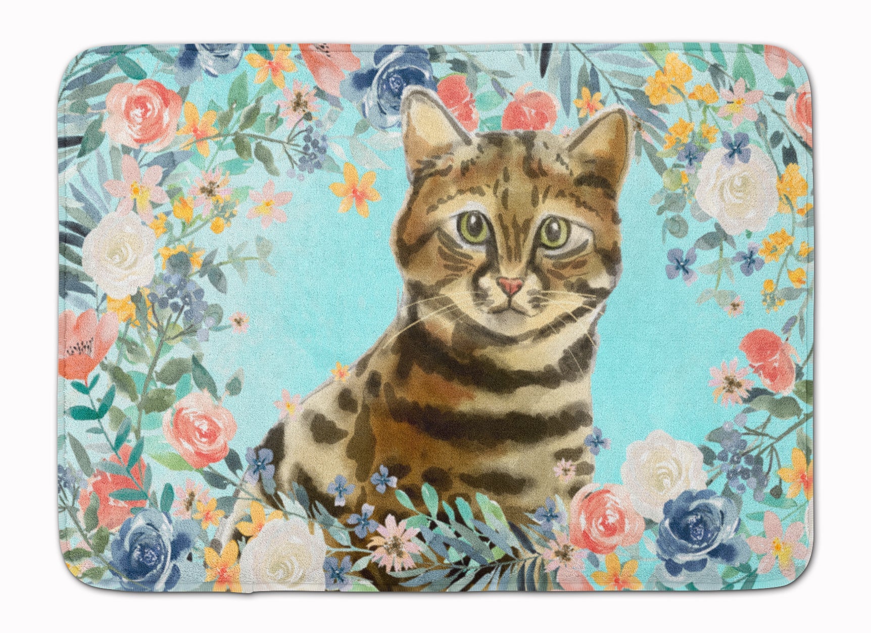 Bengal Spring Flowers Memory Foam Kitchen Mat Machine Washable Anti-Fatigue Cushion Comfort Bath or Kitchen Rug