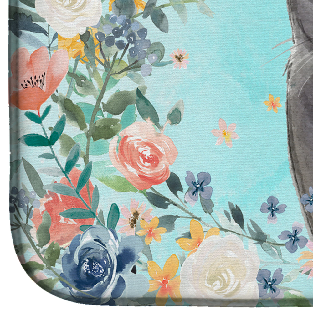 Blue Russian Spring Flowers Dish Drying Mat Absorbent Dish Drying Mat Pad for Kitchen Counter Dish Drainer Mat for Countertop, 14 x 21", Multicolor