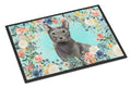 Blue Russian Spring Flowers Doormat Indoor Outdoor 24H X 36W Front Door Mat Rugs for Entryway, Non Slip Washable Low Pile,