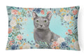 Blue Russian Spring Flowers Decorative Throw Pillow 12x16 Indoor Outdoor Accent Cushion, Fabric Cover with Insert for Sofa, Bed, Porch & Living Room