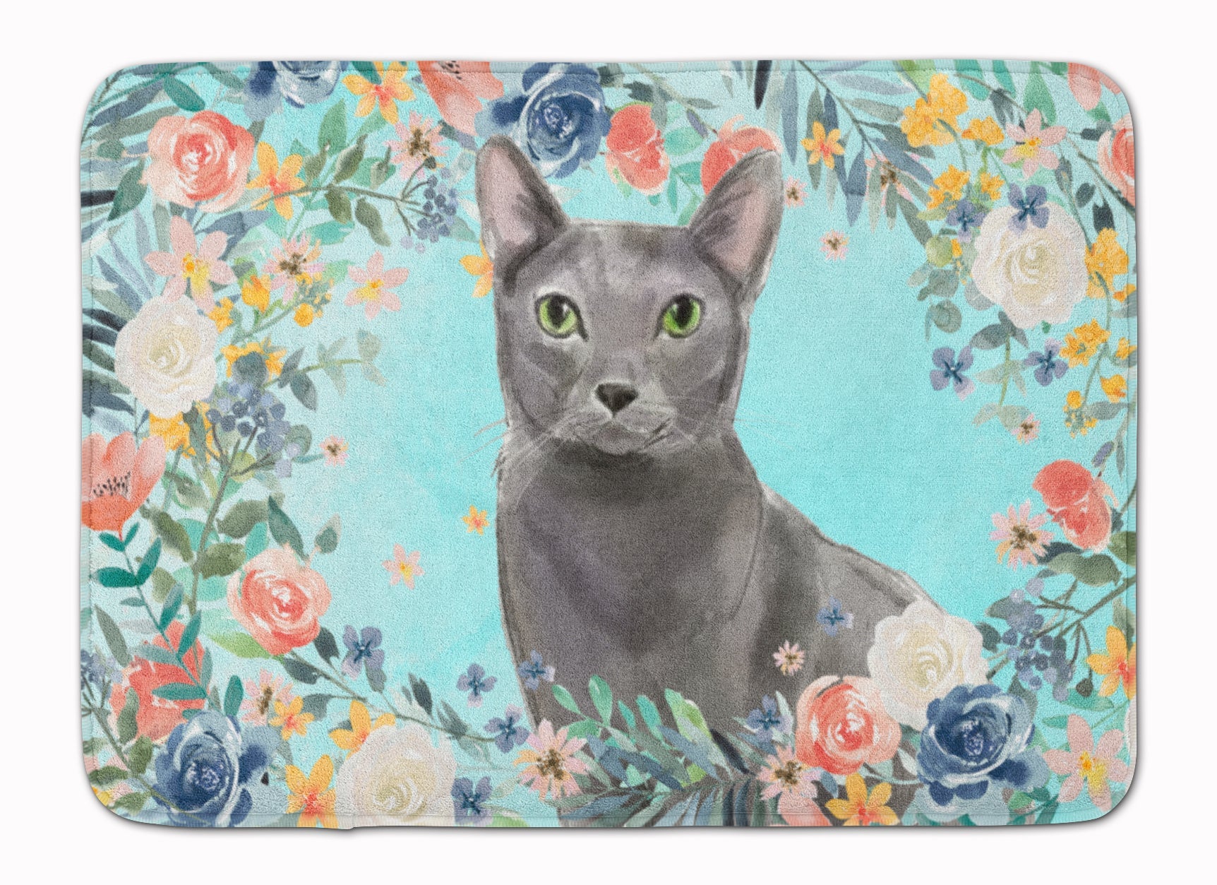 Blue Russian Spring Flowers Memory Foam Kitchen Mat Machine Washable Anti-Fatigue Cushion Comfort Bath or Kitchen Rug