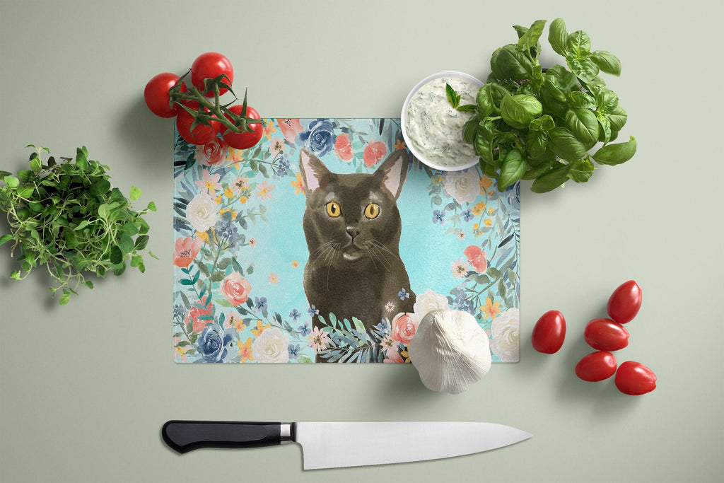 Bombay Spring Flowers Cutting Board Tempered Glass Kitchen Cutting Surface, Heat Resistant Chopping, Non-Slip Feet, Food Prep & Serving