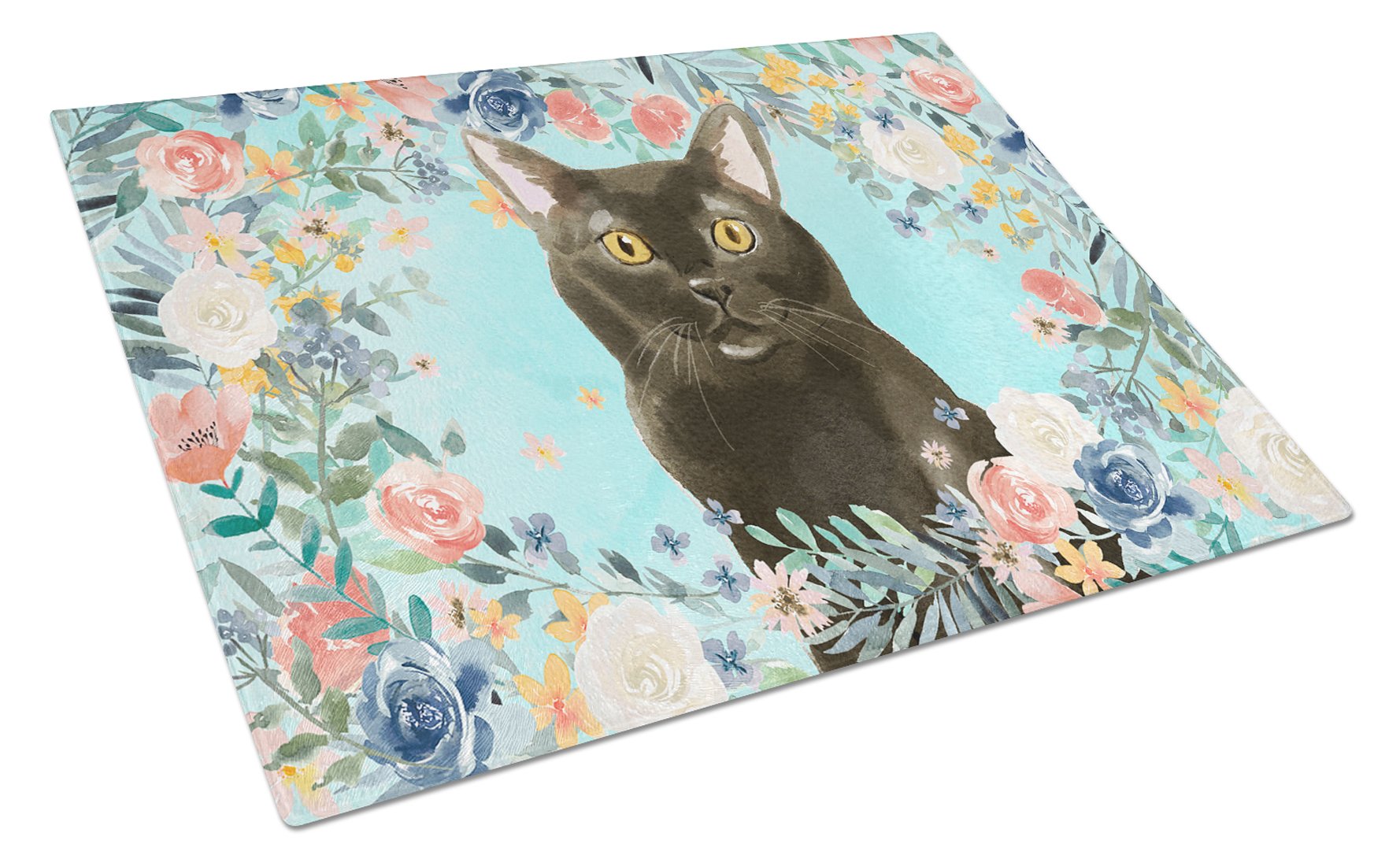 Bombay Spring Flowers Cutting Board Tempered Glass Kitchen Cutting Surface, Heat Resistant Chopping, Non-Slip Feet, Food Prep & Serving