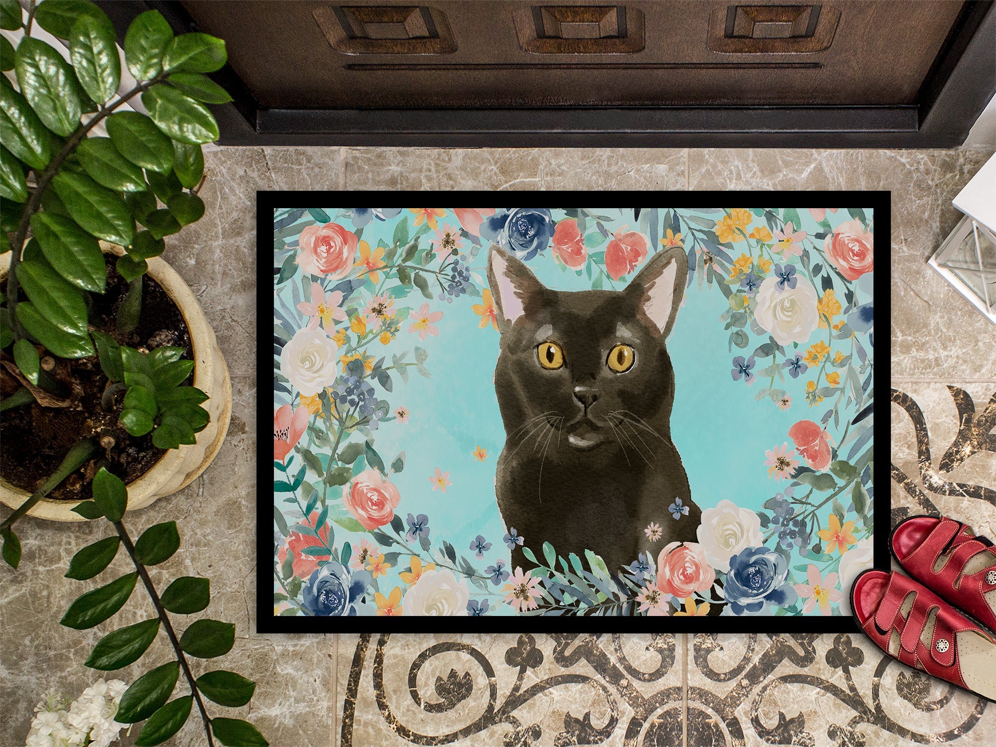 Bombay Spring Flowers Doormat Indoor Outdoor 18H X 27W Front Door Mat Rugs for Entryway, Non Slip Washable