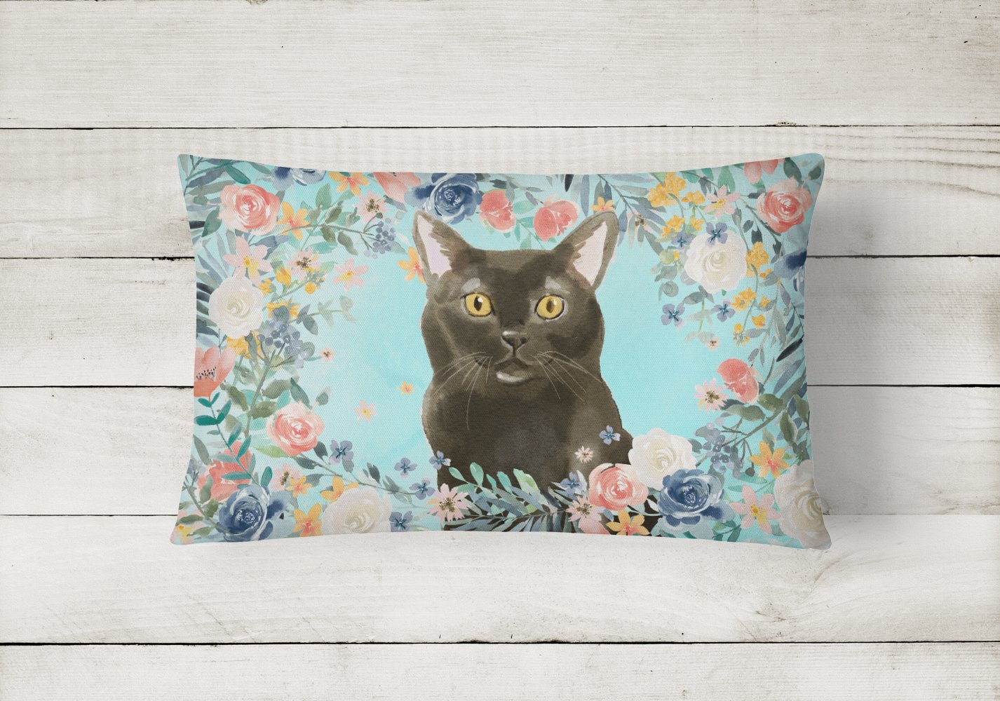 Bombay Spring Flowers Decorative Throw Pillow 12x16 Indoor Outdoor Accent Cushion, Fabric Cover with Insert for Sofa, Bed, Porch & Living Room