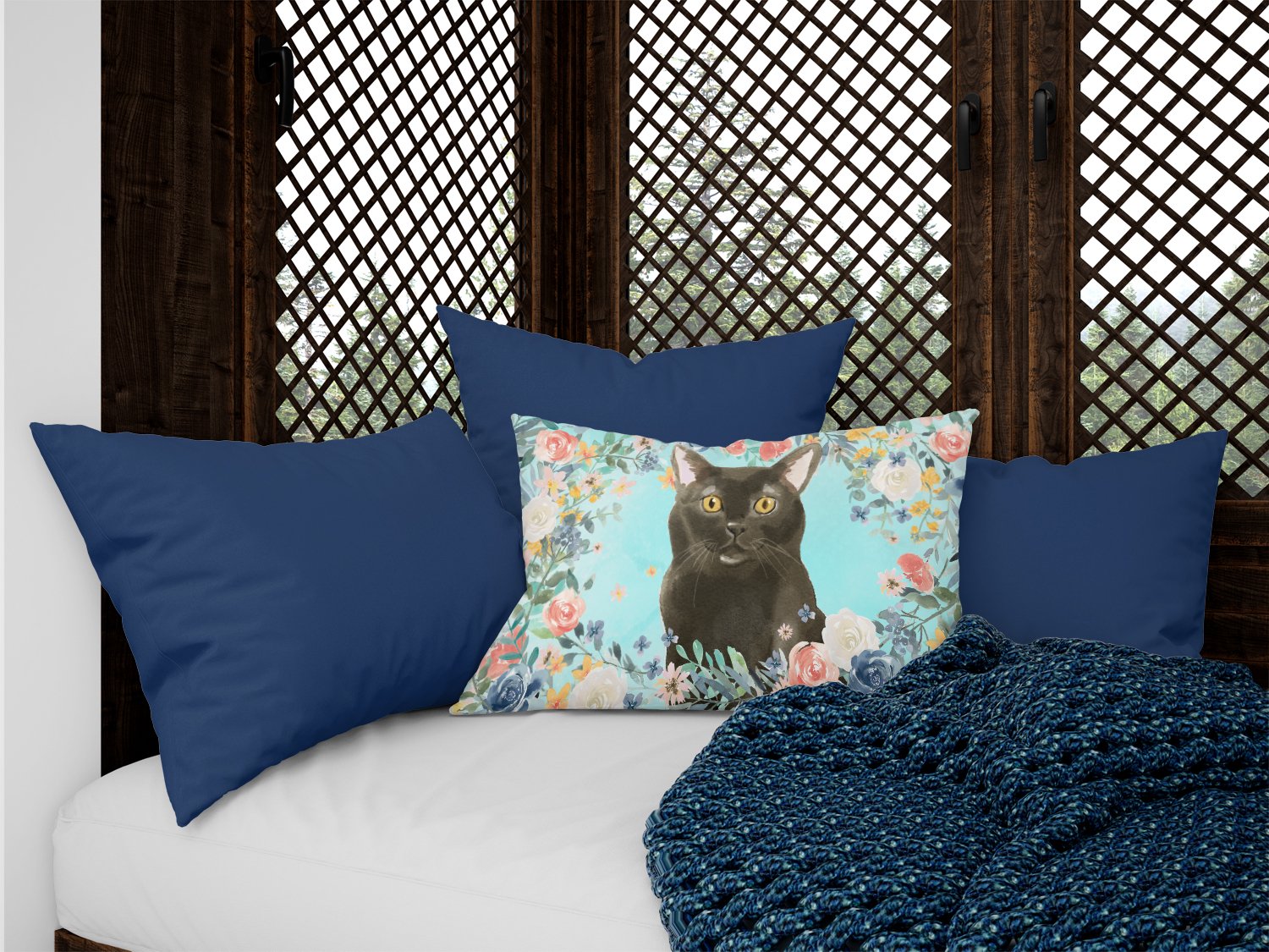 Bombay Spring Flowers Decorative Throw Pillow 12x16 Indoor Outdoor Accent Cushion, Fabric Cover with Insert for Sofa, Bed, Porch & Living Room