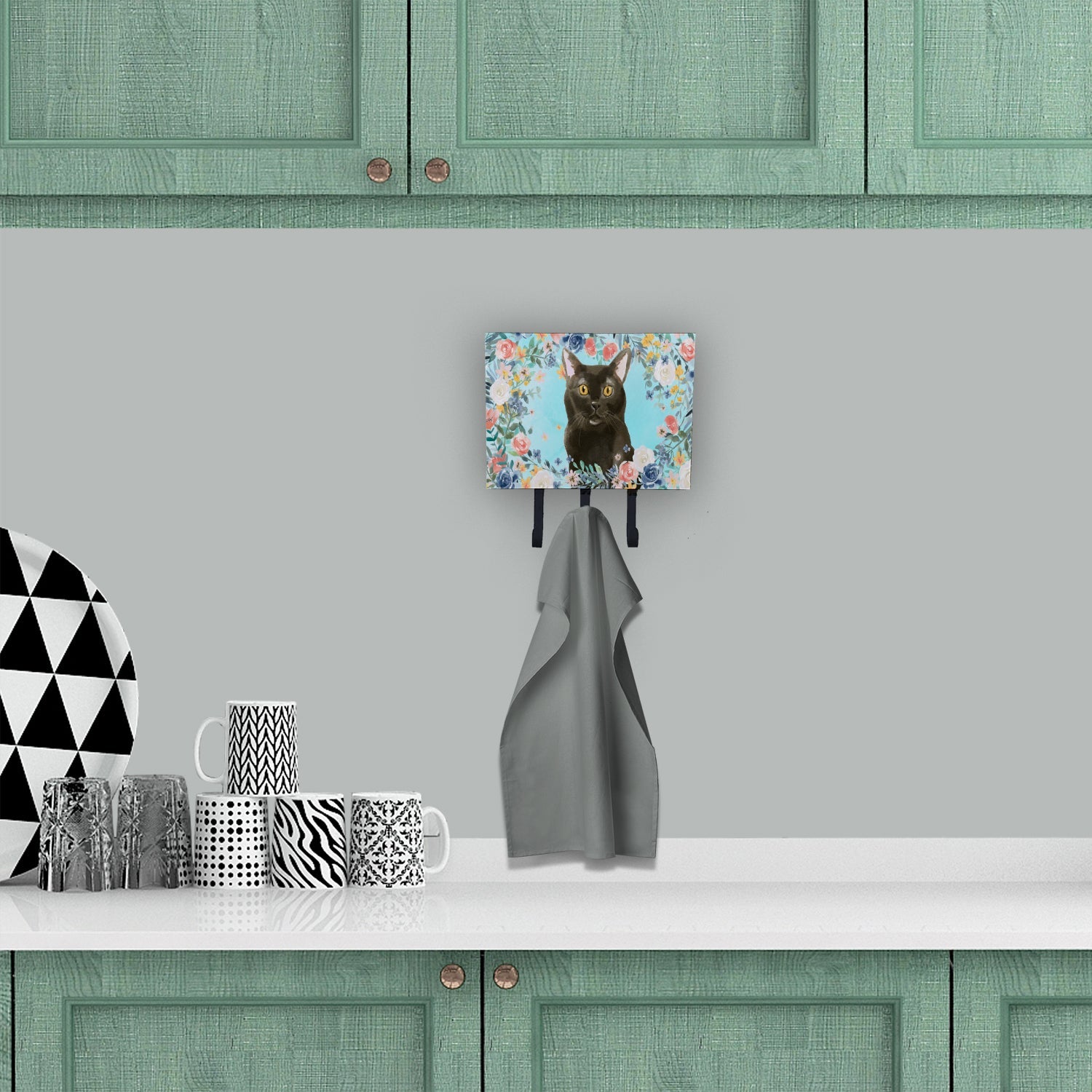 Bombay Spring Flowers Leash or Key Holder Wall Hooks, Coat Rack Wall Mount, for Hanging Keys, Towels, Aprons, Leashes