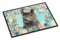 British Shorthair Spring Flowers Doormat Indoor Outdoor 24H X 36W Front Door Mat Rugs for Entryway, Non Slip Washable Low Pile,