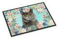 British Shorthair Spring Flowers Doormat Indoor Outdoor 18H X 27W Front Door Mat Rugs for Entryway, Non Slip Washable