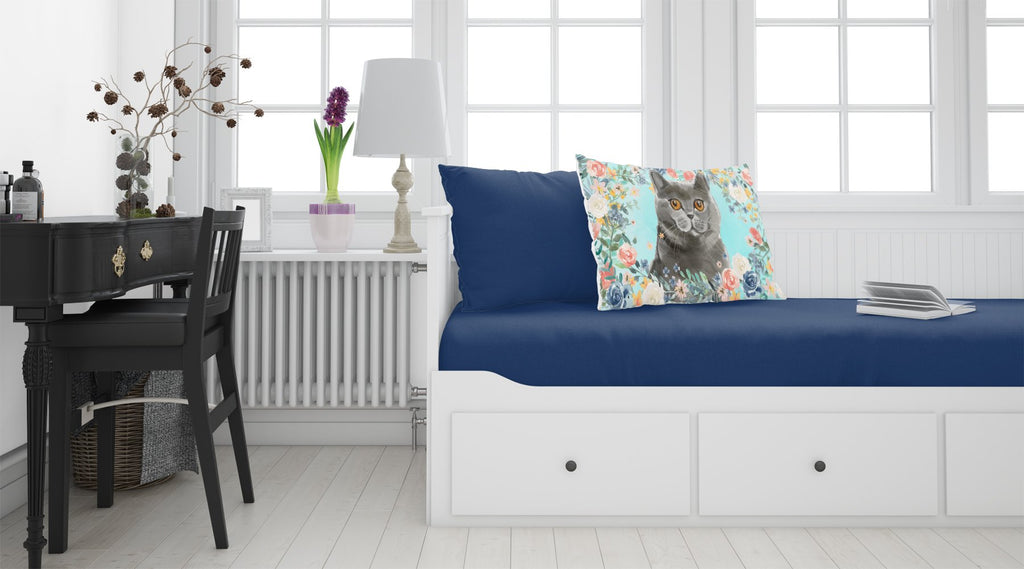 British Shorthair Spring Flowers Standard Pillowcase Lightweight Super Soft Easy Care Decorative Artwork Pillowcase, Standard