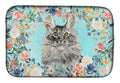 Maine Coon Spring Flowers Dish Drying Mat Absorbent Dish Drying Mat Pad for Kitchen Counter Dish Drainer Mat for Countertop, 14 x 21", Multicolor