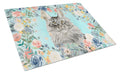 Maine Coon Spring Flowers Cutting Board Tempered Glass Kitchen Cutting Surface, Heat Resistant Chopping, Non-Slip Feet, Food Prep & Serving