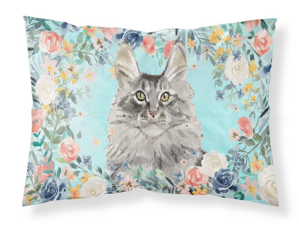 Maine Coon Spring Flowers Standard Pillowcase Lightweight Super Soft Easy Care Decorative Artwork Pillowcase, Standard