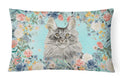 Maine Coon Spring Flowers Decorative Throw Pillow 12x16 Indoor Outdoor Accent Cushion, Fabric Cover with Insert for Sofa, Bed, Porch & Living Room