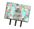 Maine Coon Spring Flowers Leash or Key Holder Wall Hooks, Coat Rack Wall Mount, for Hanging Keys, Towels, Aprons, Leashes