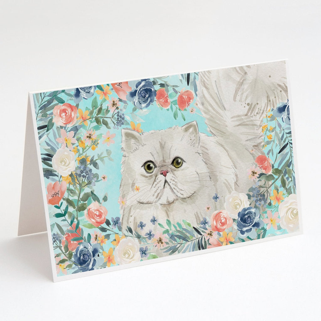 Persian Spring Flowers Greeting Cards Pack of 8 Blank Cards with Envelopes Whimsical A7 Size 5x7