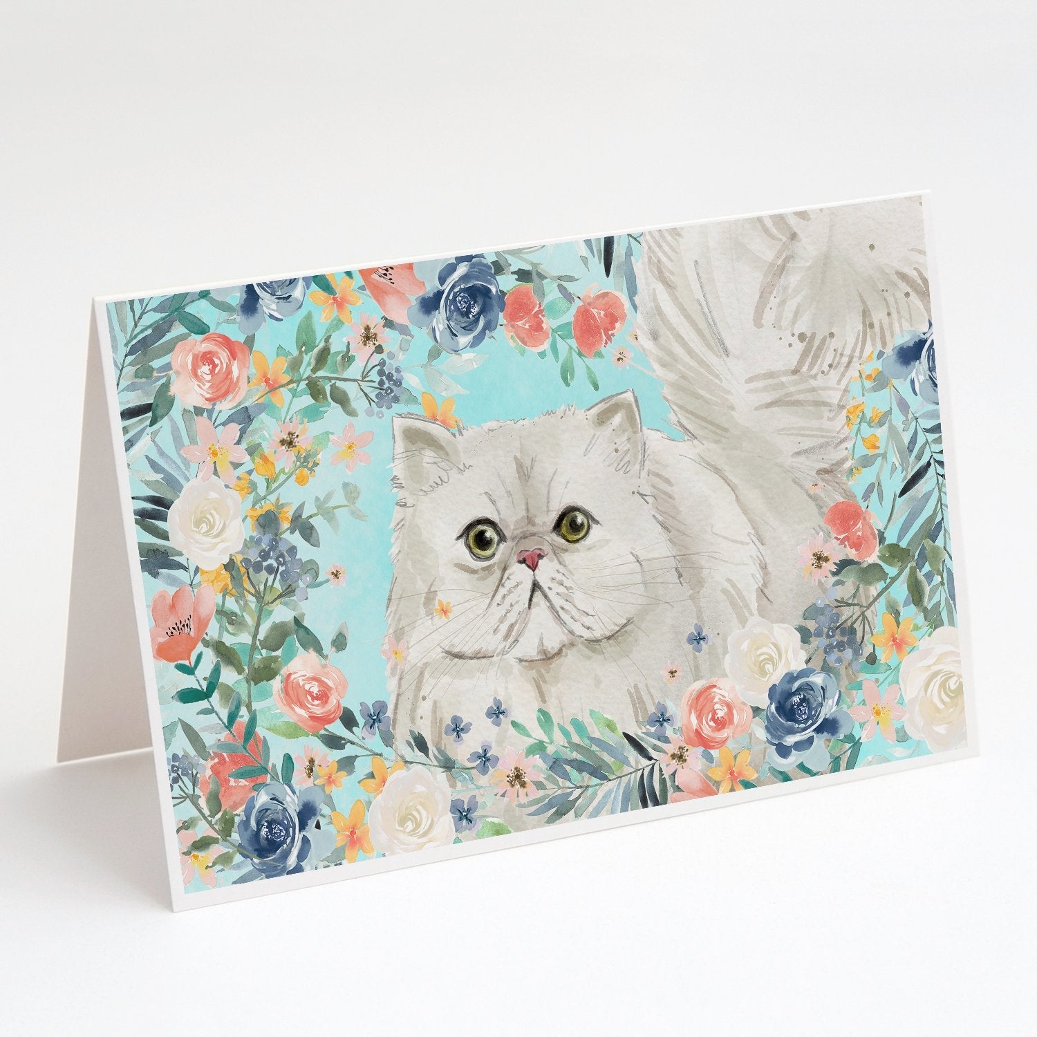 Persian Spring Flowers Greeting Cards Pack of 8 Blank Cards with Envelopes Whimsical A7 Size 5x7
