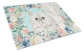 Persian Spring Flowers Cutting Board Tempered Glass Kitchen Cutting Surface, Heat Resistant Chopping, Non-Slip Feet, Food Prep & Serving