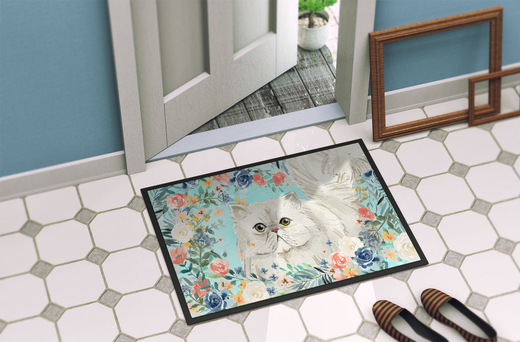 Persian Spring Flowers Doormat Indoor Outdoor 18H X 27W Front Door Mat Rugs for Entryway, Non Slip Washable