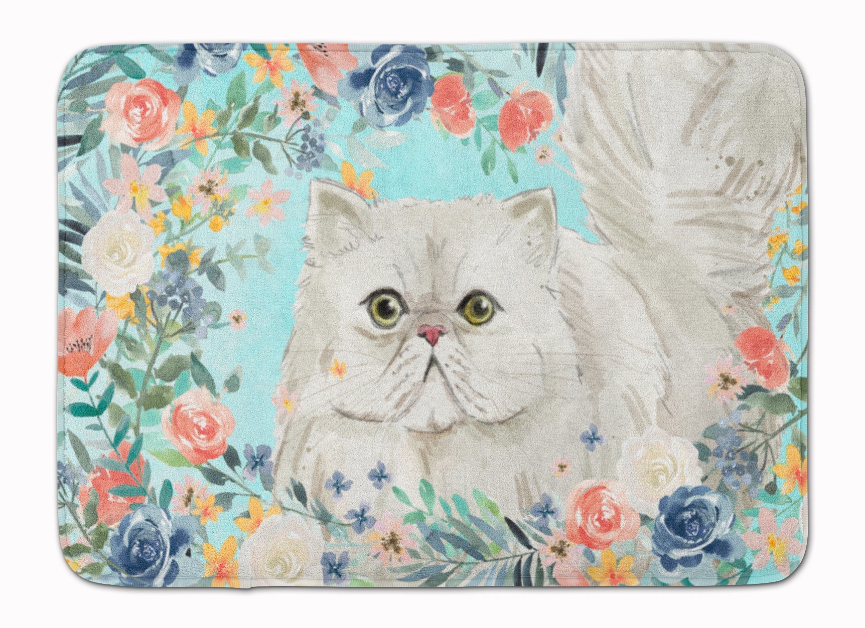 Persian Spring Flowers Memory Foam Kitchen Mat Machine Washable Anti-Fatigue Cushion Comfort Bath or Kitchen Rug