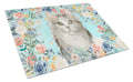 Ragamuffin Spring Flowers Cutting Board Tempered Glass Kitchen Cutting Surface, Heat Resistant Chopping, Non-Slip Feet, Food Prep & Serving